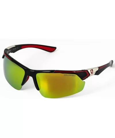 Men Polarized Premium Sport Sunglasses Baseball Cycling Fishing Wrap Around Driving Glasses - Red - CU18O609EAS $6.05 Semi-ri...