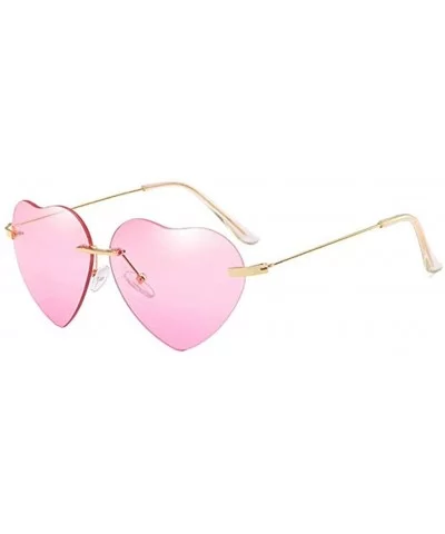 Vintage Sunglasses- Retro Love Ocean Piece Street Beat Peach Heart Shaped Sunglasses - B - CF18RU88QWO $3.35 Round