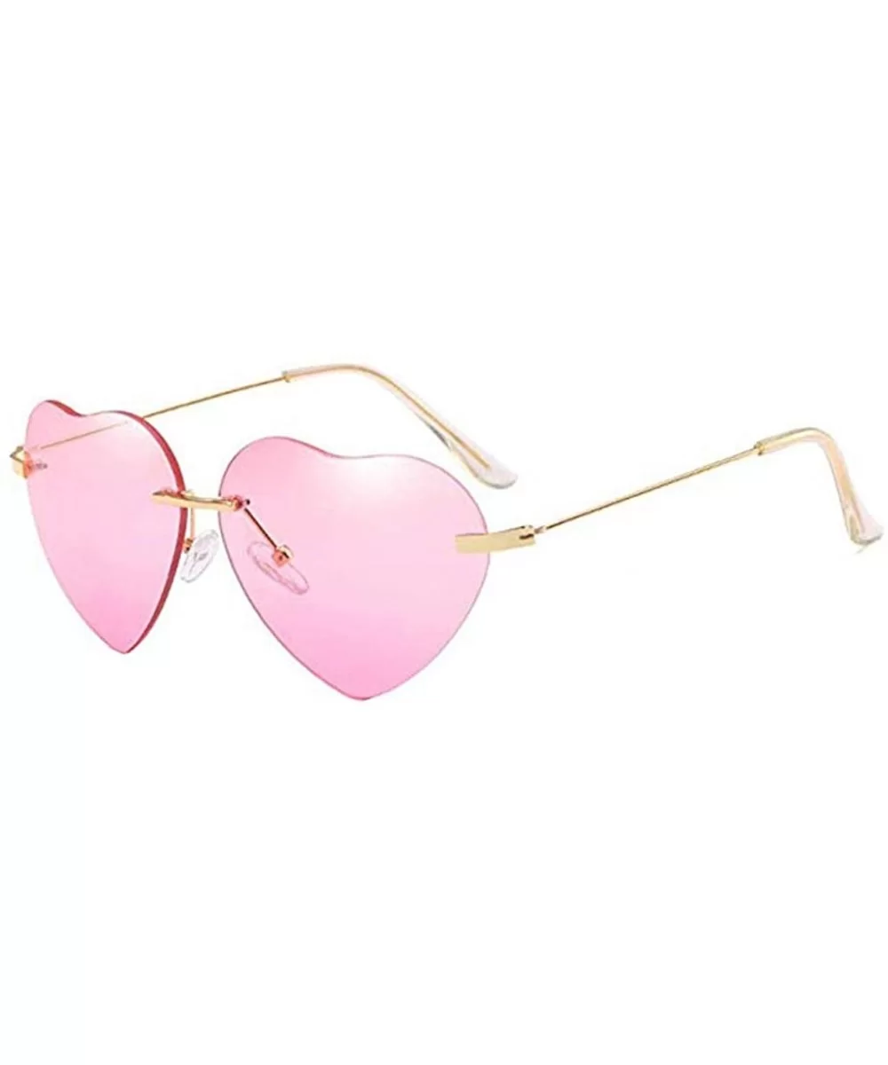 Vintage Sunglasses- Retro Love Ocean Piece Street Beat Peach Heart Shaped Sunglasses - B - CF18RU88QWO $3.35 Round