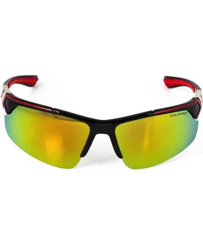 Men Polarized Premium Sport Sunglasses Baseball Cycling Fishing Wrap Around Driving Glasses - Red - CU18O609EAS $6.05 Semi-ri...