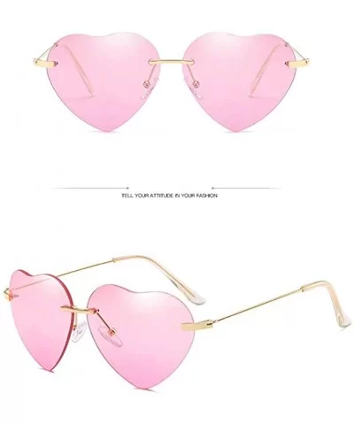 Vintage Sunglasses- Retro Love Ocean Piece Street Beat Peach Heart Shaped Sunglasses - B - CF18RU88QWO $3.35 Round