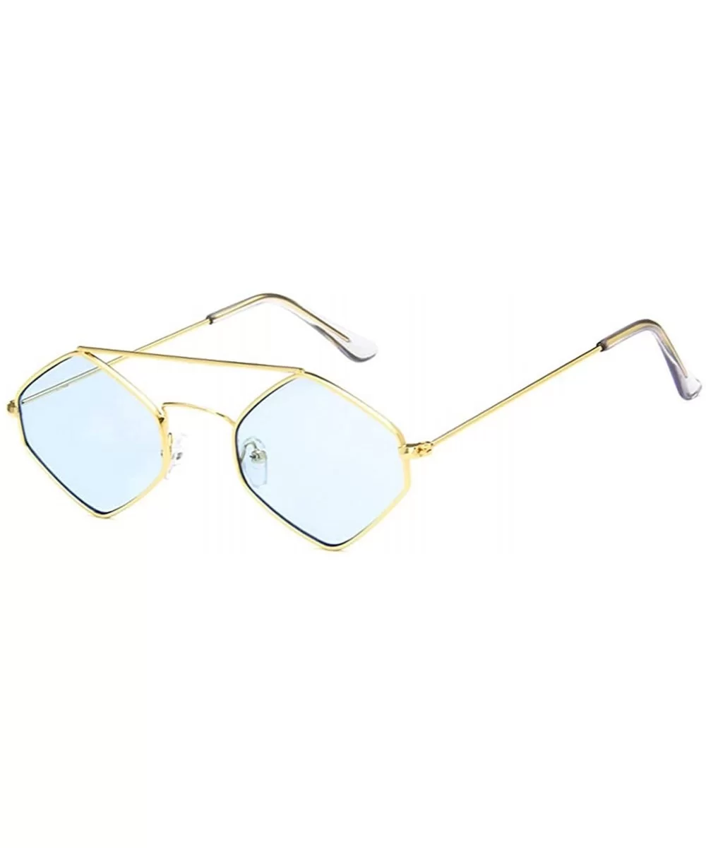 Fashion Mens Womens Retro Diamond Sunglasses Hip Hop Metal Frame Eyewear - Goldblue - CJ18R7ST9HU $8.88 Sport