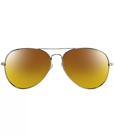 Gold Frame Yellow Mirror Lens Aviator Sunglasses With Case - CU12HPNQV5T $15.62 Oversized