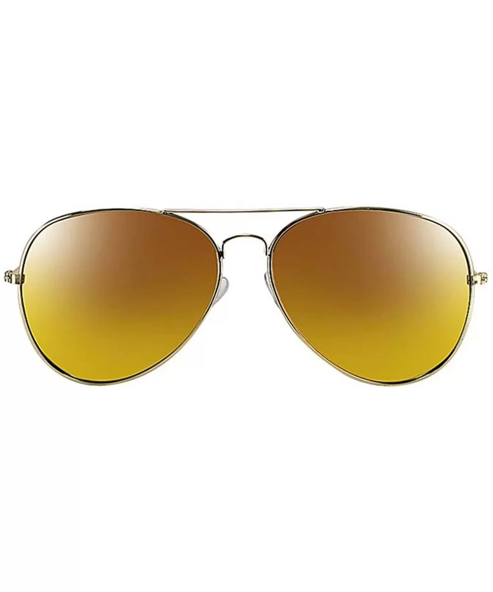 Gold Frame Yellow Mirror Lens Aviator Sunglasses With Case - CU12HPNQV5T $15.62 Oversized