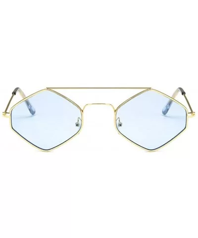 Fashion Mens Womens Retro Diamond Sunglasses Hip Hop Metal Frame Eyewear - Goldblue - CJ18R7ST9HU $8.88 Sport