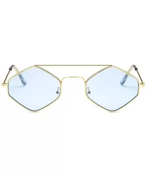 Fashion Mens Womens Retro Diamond Sunglasses Hip Hop Metal Frame Eyewear - Goldblue - CJ18R7ST9HU $8.88 Sport