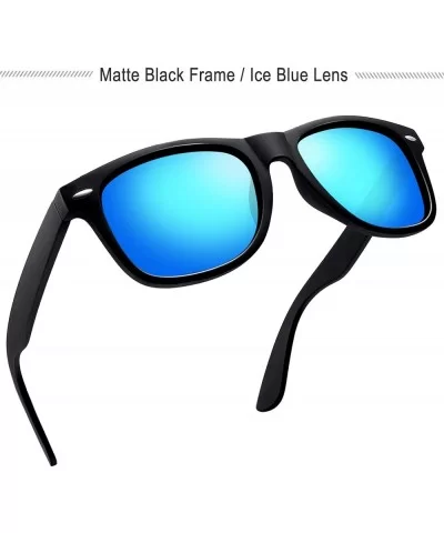 Unisex Polarized Sunglasses Men Women Retro Designer Sun Glasses - 2 Pack (Matte Black+blue Mirrored) - CX18S93YR57 $13.39 Ri...