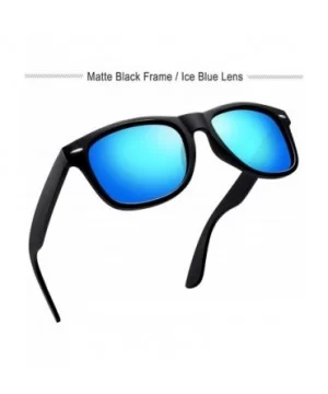 Unisex Polarized Sunglasses Men Women Retro Designer Sun Glasses - 2 Pack (Matte Black+blue Mirrored) - CX18S93YR57 $13.39 Ri...