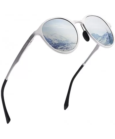 Retro Round Trendy Polarized Sunglasses for Women and Men UV400 Protection - Silver Frame+silver Lens01 - CD18KWHQSXG $13.01 ...