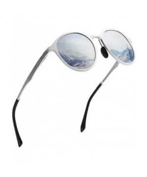 Retro Round Trendy Polarized Sunglasses for Women and Men UV400 Protection - Silver Frame+silver Lens01 - CD18KWHQSXG $13.01 ...