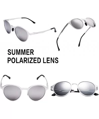 Retro Round Trendy Polarized Sunglasses for Women and Men UV400 Protection - Silver Frame+silver Lens01 - CD18KWHQSXG $13.01 ...