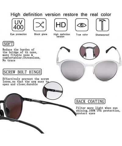 Retro Round Trendy Polarized Sunglasses for Women and Men UV400 Protection - Silver Frame+silver Lens01 - CD18KWHQSXG $13.01 ...