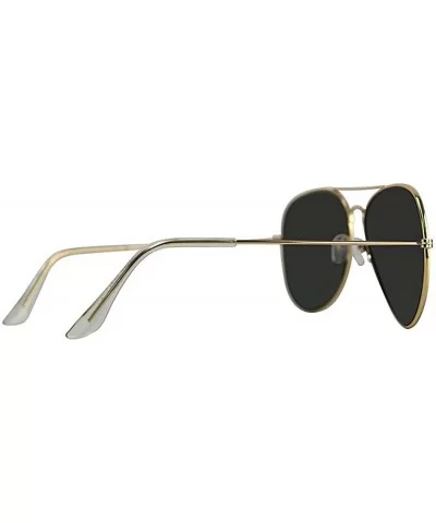 Gold Frame Yellow Mirror Lens Aviator Sunglasses With Case - CU12HPNQV5T $15.62 Oversized