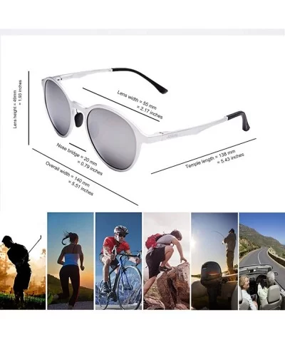 Retro Round Trendy Polarized Sunglasses for Women and Men UV400 Protection - Silver Frame+silver Lens01 - CD18KWHQSXG $13.01 ...