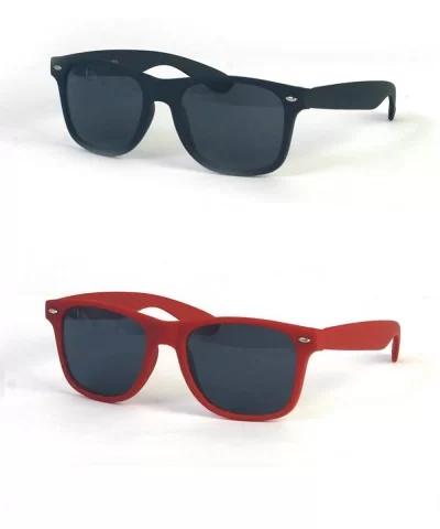 Wayfarer Rubber Coated Soft Feel Spring Hinge Sunglasses P714 - 2 Pcs Matteblack-smoke & Red-smoke - CH11Y57TI8L $15.65 Wayfarer