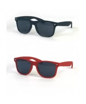 Wayfarer Rubber Coated Soft Feel Spring Hinge Sunglasses P714 - 2 Pcs Matteblack-smoke & Red-smoke - CH11Y57TI8L $15.65 Wayfarer