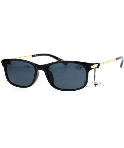 Metal Rod Arm Designer Fashion Narrow Rectangular Luxury Sunglasses - Black - C111YWUO8P9 $5.26 Rectangular