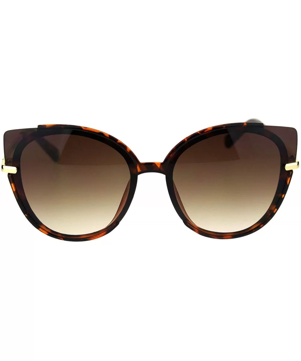 Womens Exposed Cat Eye Tip Large Cat Eye Designer Sunglasses - Tortoise Brown - C818QY905OS $8.89 Cat Eye