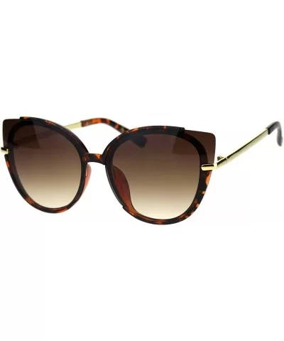 Womens Exposed Cat Eye Tip Large Cat Eye Designer Sunglasses - Tortoise Brown - C818QY905OS $8.89 Cat Eye