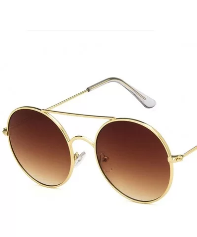 Unisex Sunglasses Retro Gold Brown Drive Holiday Round Non-Polarized UV400 - Gold Brown - CC18RLU7KAD $8.32 Round