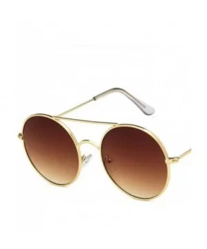 Unisex Sunglasses Retro Gold Brown Drive Holiday Round Non-Polarized UV400 - Gold Brown - CC18RLU7KAD $8.32 Round