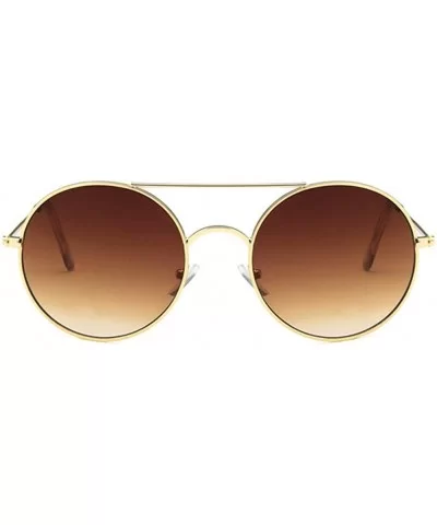 Unisex Sunglasses Retro Gold Brown Drive Holiday Round Non-Polarized UV400 - Gold Brown - CC18RLU7KAD $8.32 Round