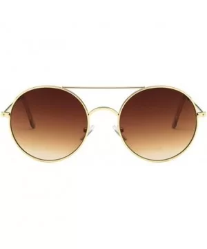 Unisex Sunglasses Retro Gold Brown Drive Holiday Round Non-Polarized UV400 - Gold Brown - CC18RLU7KAD $8.32 Round