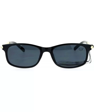 Metal Rod Arm Designer Fashion Narrow Rectangular Luxury Sunglasses - Black - C111YWUO8P9 $5.26 Rectangular