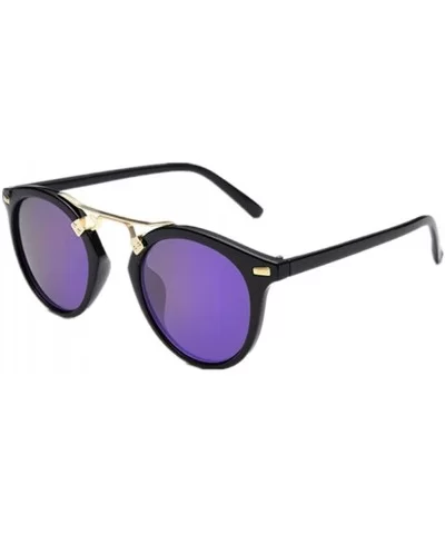 Women UV400 Vintage Eyewear Sunglasses Men Mirror Driving Sport Sun Glasses - Purple Lens - CY183IMWE8D $7.94 Semi-rimless