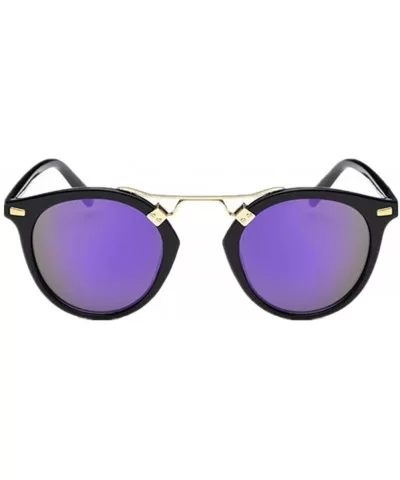 Women UV400 Vintage Eyewear Sunglasses Men Mirror Driving Sport Sun Glasses - Purple Lens - CY183IMWE8D $7.94 Semi-rimless