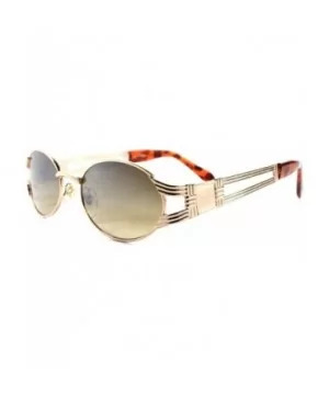 Vintage 80s Hip Hop Swag Fashion Gold Tortoise Oval Sunglasses - CY18023IXCO $18.22 Oval