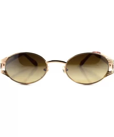 Vintage 80s Hip Hop Swag Fashion Gold Tortoise Oval Sunglasses - CY18023IXCO $18.22 Oval