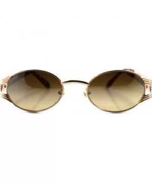 Vintage 80s Hip Hop Swag Fashion Gold Tortoise Oval Sunglasses - CY18023IXCO $18.22 Oval