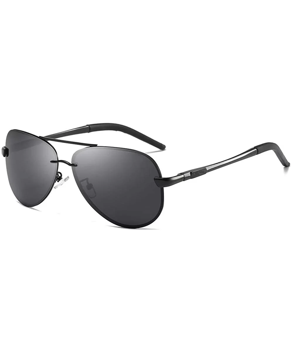 Polarized Aviator Sunglasses for Men Women Metal Frame Flat Top Sun Glasses UV Protection 63mm - Black - C718YZYDEW8 $10.80 O...