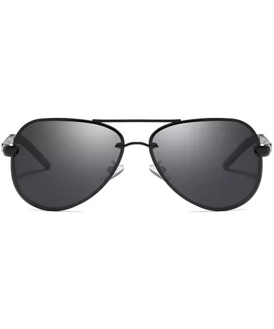 Polarized Aviator Sunglasses for Men Women Metal Frame Flat Top Sun Glasses UV Protection 63mm - Black - C718YZYDEW8 $10.80 O...