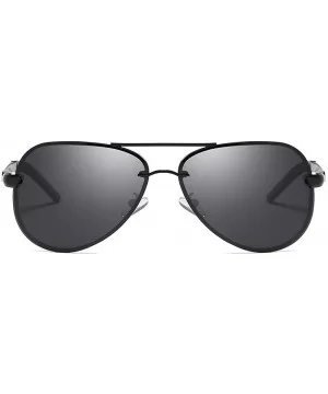 Polarized Aviator Sunglasses for Men Women Metal Frame Flat Top Sun Glasses UV Protection 63mm - Black - C718YZYDEW8 $10.80 O...