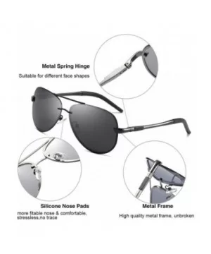 Polarized Aviator Sunglasses for Men Women Metal Frame Flat Top Sun Glasses UV Protection 63mm - Black - C718YZYDEW8 $10.80 O...