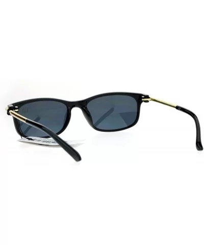 Metal Rod Arm Designer Fashion Narrow Rectangular Luxury Sunglasses - Black - C111YWUO8P9 $5.26 Rectangular