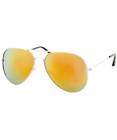 Vintage Mirror AVIATOR Sunglasses Metal Frame Double Bridge Trendy - C718G2H52ON $7.05 Sport