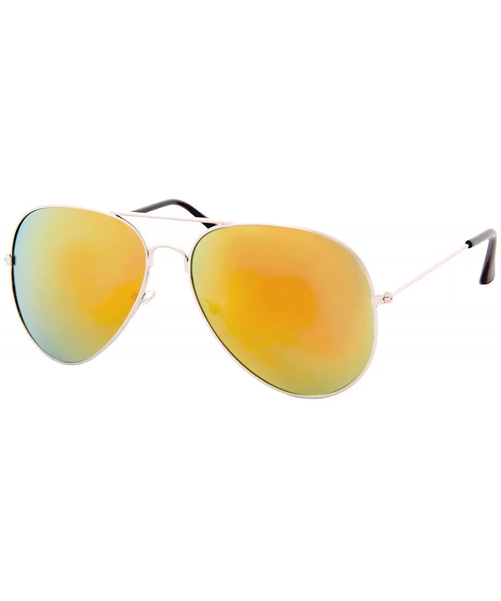 Vintage Mirror AVIATOR Sunglasses Metal Frame Double Bridge Trendy - C718G2H52ON $7.05 Sport