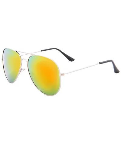 Vintage Mirror AVIATOR Sunglasses Metal Frame Double Bridge Trendy - C718G2H52ON $7.05 Sport