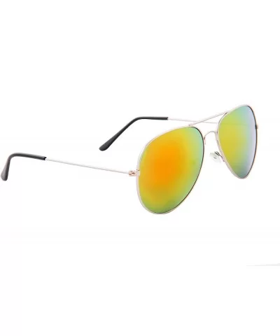 Vintage Mirror AVIATOR Sunglasses Metal Frame Double Bridge Trendy - C718G2H52ON $7.05 Sport