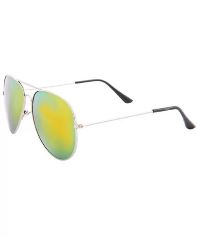 Vintage Mirror AVIATOR Sunglasses Metal Frame Double Bridge Trendy - C718G2H52ON $7.05 Sport