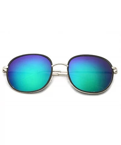 Retro Round Sunglasses for women metal Resin UV400 Sunglasses - Gold Green - CM18T2TLO4N $12.15 Sport