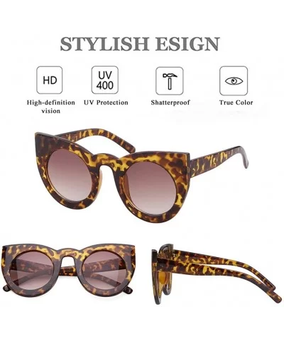 Vintage Cat Eye Sunglasses for Women Oversized Trend Sun Glasses - Leopard Frame Brown Lens - C9196U5C95I $6.78 Oversized