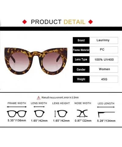 Vintage Cat Eye Sunglasses for Women Oversized Trend Sun Glasses - Leopard Frame Brown Lens - C9196U5C95I $6.78 Oversized