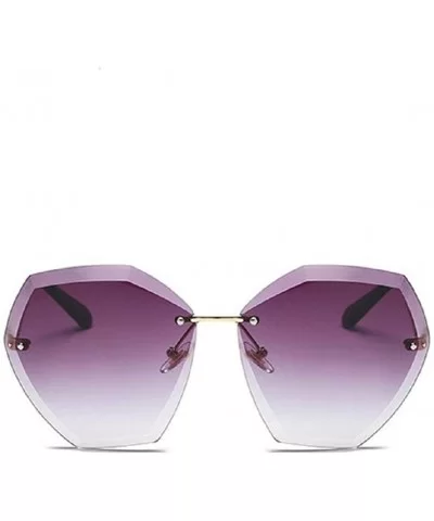 Sunglasses for Women Oversized Rimless Diamond Cutting Lens Sun Glasses - B - CZ18Q0R4DK2 $4.73 Oversized