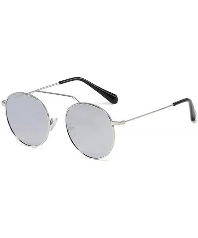 Retro Round Sunglasses Men Women Fashion Metal Frame Sun Glasses UV protection - Silver - CQ18ZZTHG6T $13.28 Round