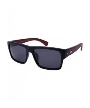 Square Bamboo Polarized Sunglasses 540894BM-P - Matte Black+brown - CG12NTXCHSR $8.48 Square