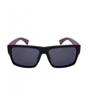 Square Bamboo Polarized Sunglasses 540894BM-P - Matte Black+brown - CG12NTXCHSR $8.48 Square